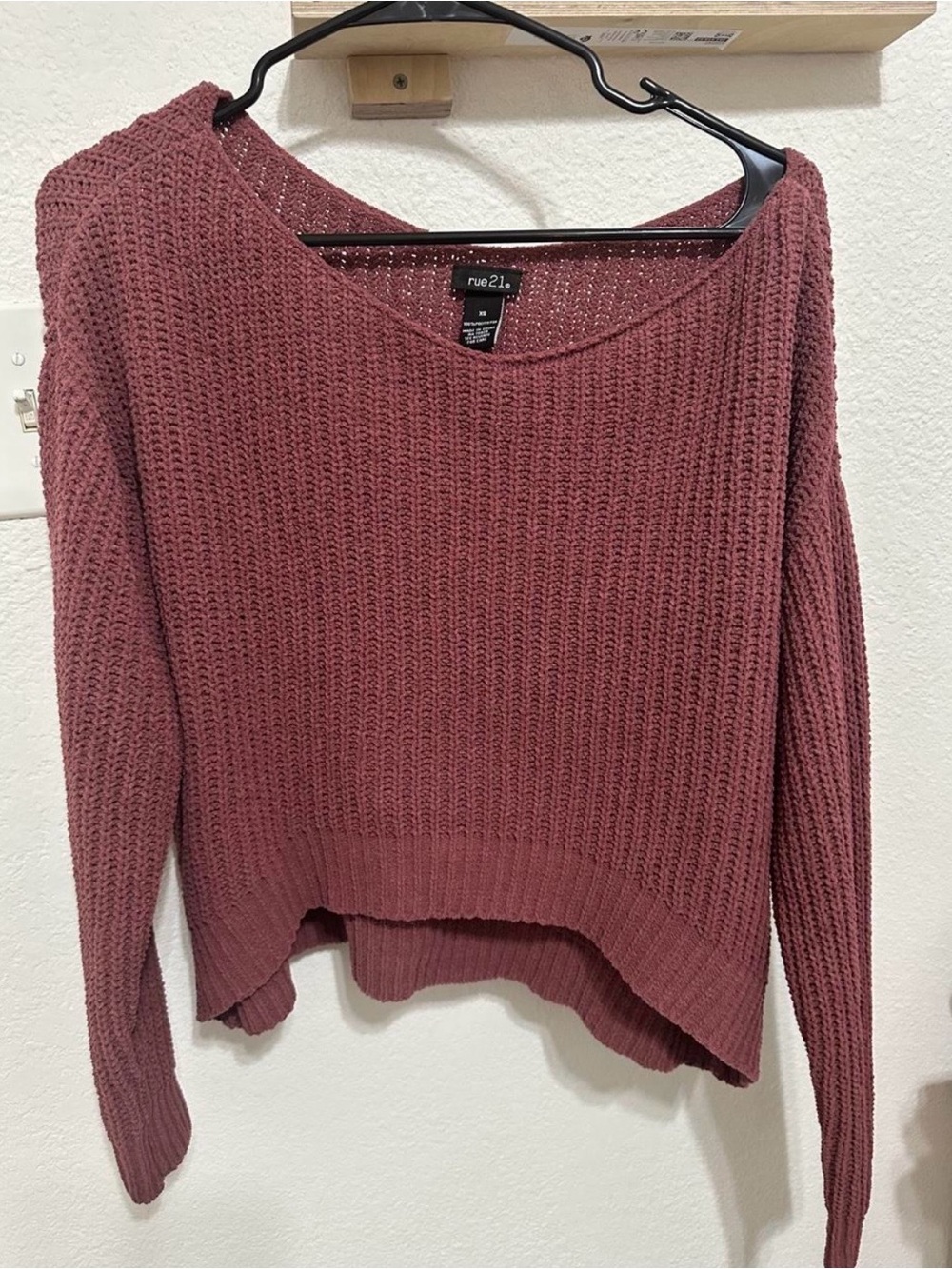 Rue21 Mauve Waffle-Knit Scoop Neck Sweater